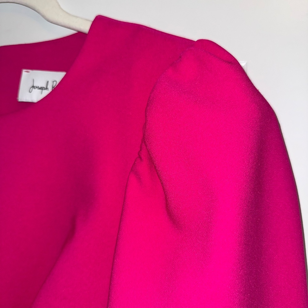 JOSEPH RIBKOFF Dress Pink Stretch Twill Sheath Office Secy  / Puff Sleeves sz 10 - Picture 14 of 14